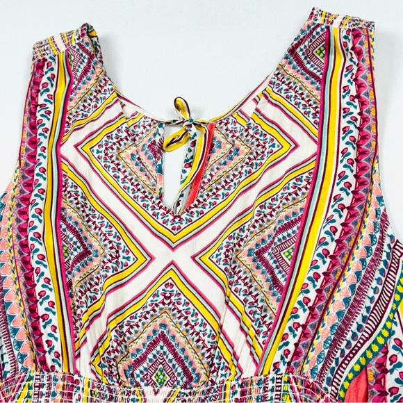 MONSOON Sori Print Sequins V-cut Tie-neck Sleeveless Sun Dress - Picture 2 of 9